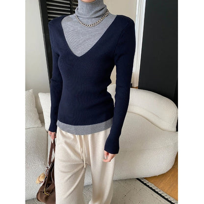 Damen Pullover V-Ausschnitt Feinripp Norvielle