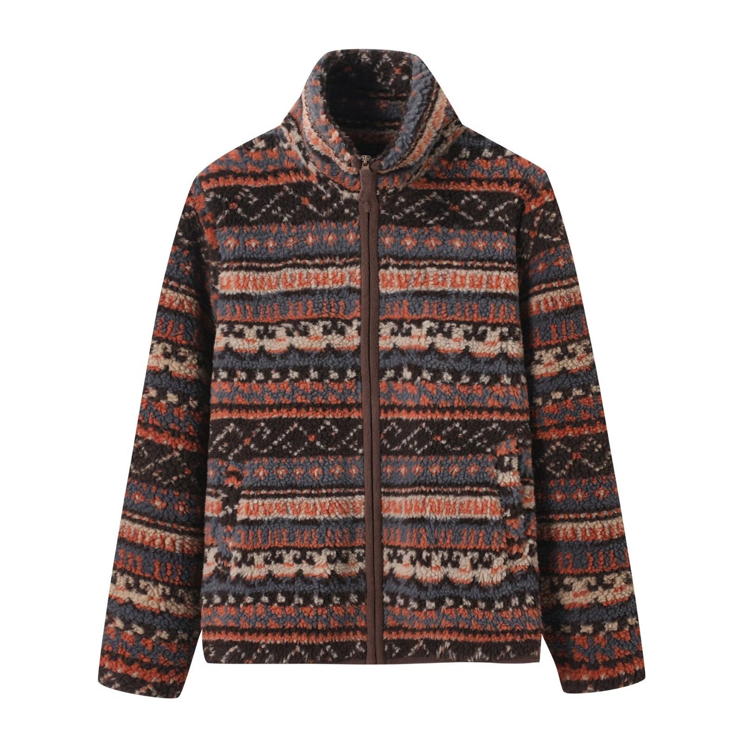 Damen Fleecejacke Hochkragen Modisches Muster Norvielle