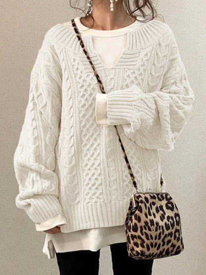 Damen Strickpullover Weiches Material V-Ausschnitt Beige