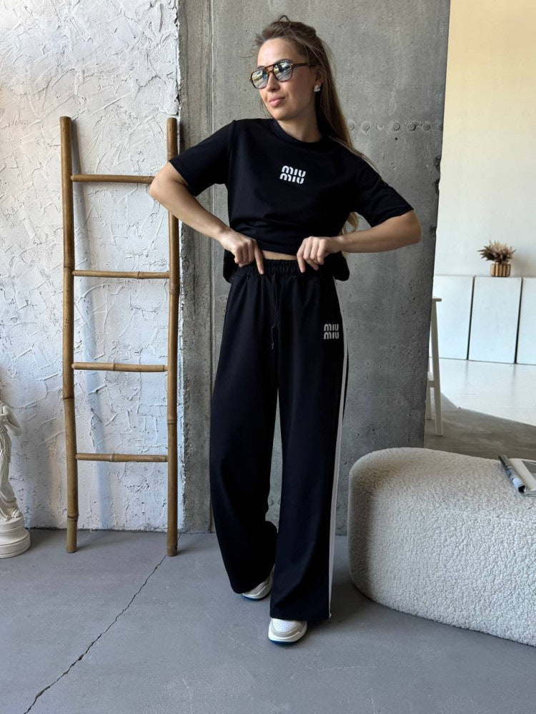 Damen Sportset T-Shirt und Hose Baumwolle Bequem