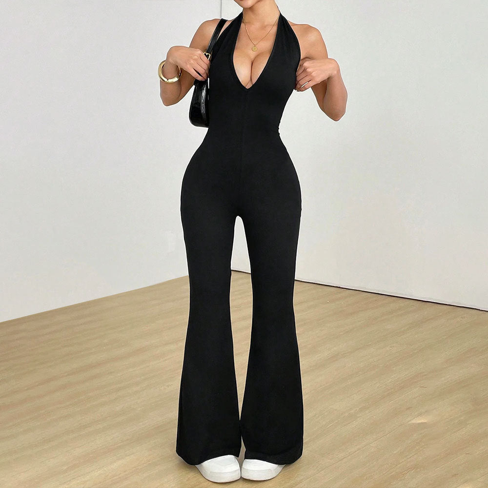 Damen Jumpsuit V-Ausschnitt Weitbein Norvielle - Norvielle