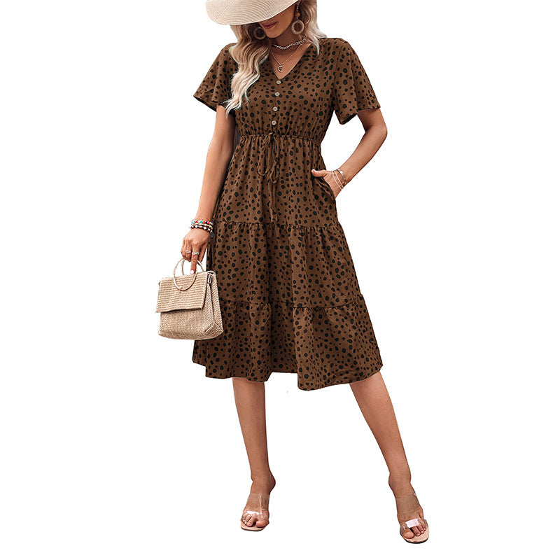 Damen Midi-Kleid Voluminöser Rock Eleganter Gürtel Norvielle