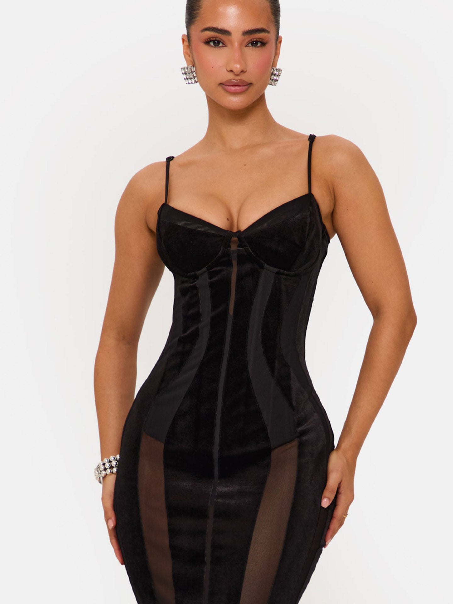 Damen Bodycon Kleid Korsett-Oberteil Transparent