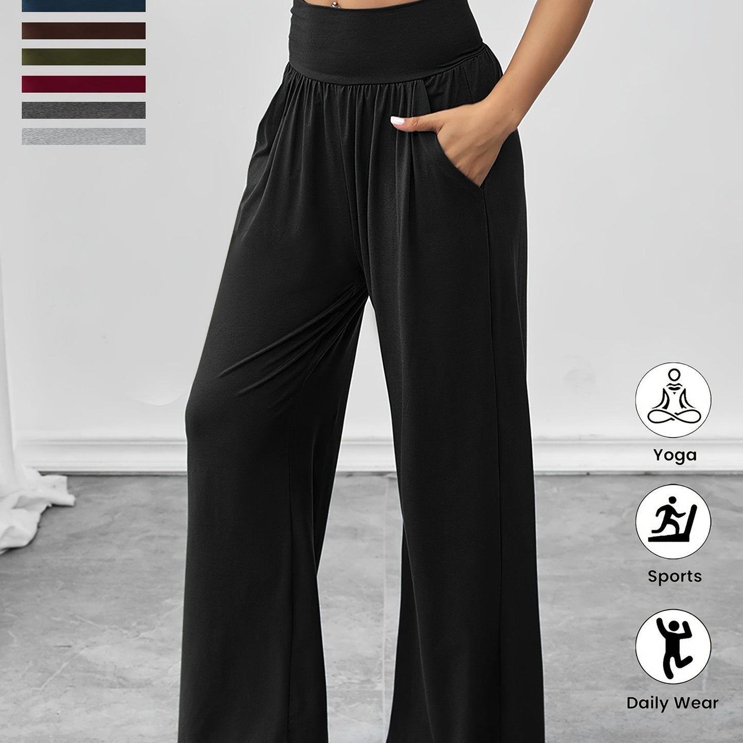 Damen Freizeithose Elastischer Bund Mit Seitentaschen Beige