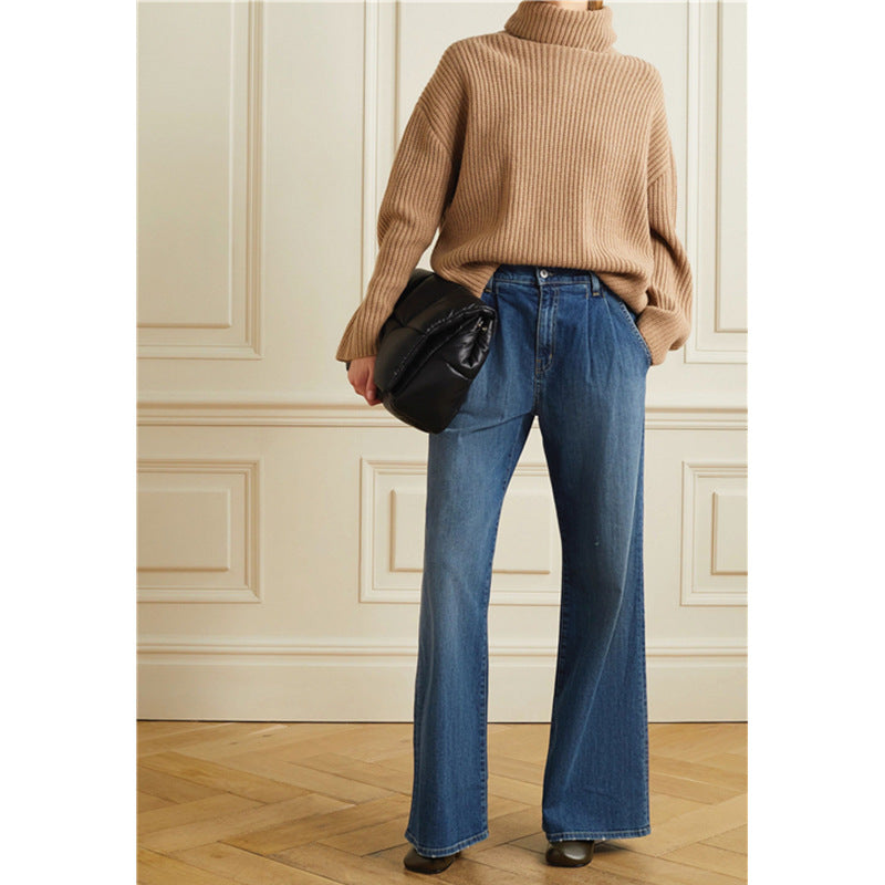 Damen Weite Jeans Hochbund Lässiger Schnitt - Norvielle