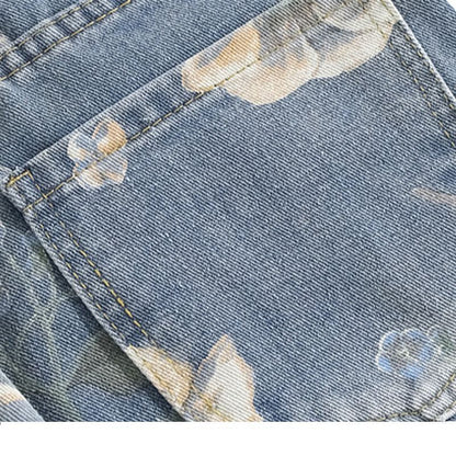 Damen Weite Jeans Blumenmuster Norvielle