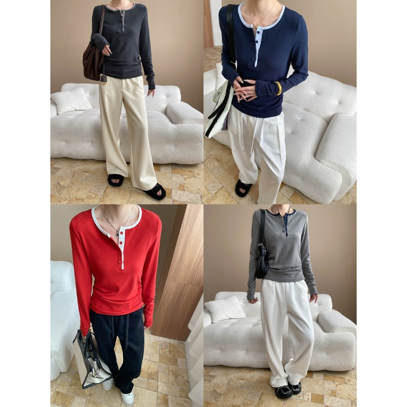Damen Langarm-Shirt Weiches Material Norvielle