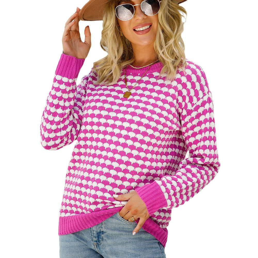 Damen Pullover Herzmuster Weich Norvielle Rosa