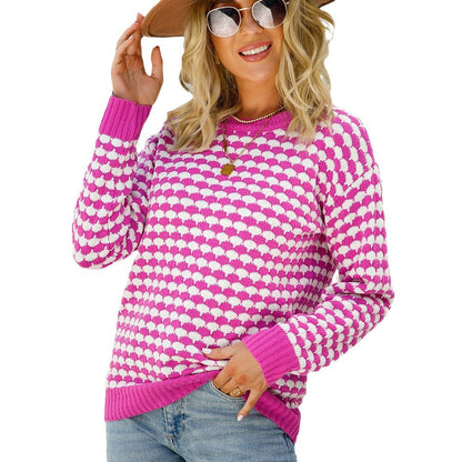 Damen Pullover Herzmuster Weich Norvielle Rosa