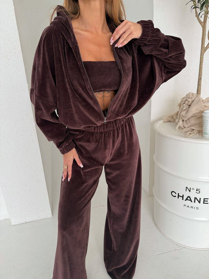 Damen Fleece-Loungewear-Set Weites Oberteil Bequeme Hose Norvielle