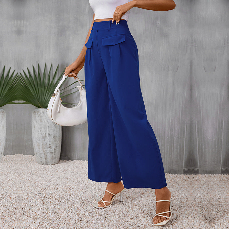 Damen Hochbundhose Weite Bein mit Taschen Norvielle