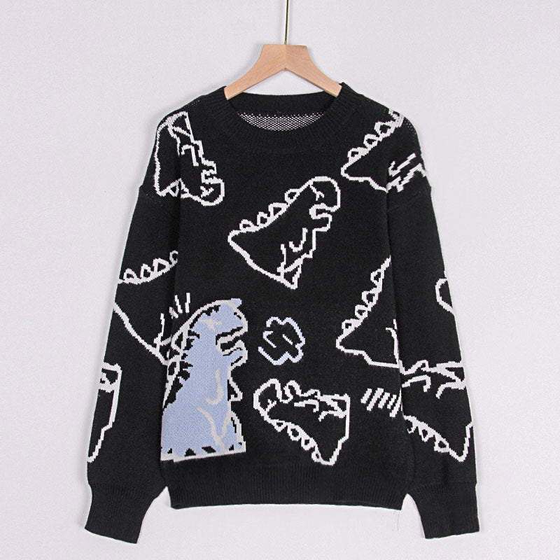 Damen Pullover Dinosaurier Motiv Lässiger Schnitt Norvielle