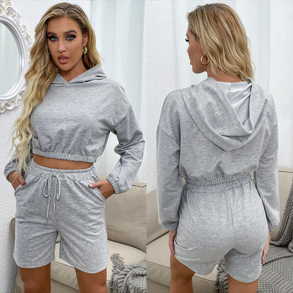 Damen Sport-Outfit Kapuzenpullover Kurzshorts Norvielle