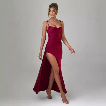 Damen Maxikleid mit seitlichem Schlitz und Spaghettiträgern Norvielle - Norvielle