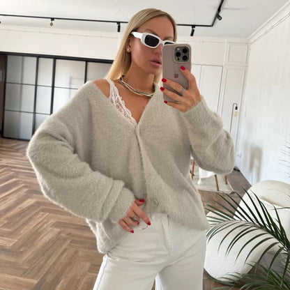 Damen Cardigan V-Ausschnitt Weich Norvielle