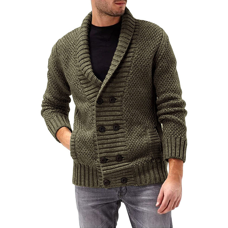 Herren Strickjacke Doppelknopfleiste Strukturiert Komfortabel