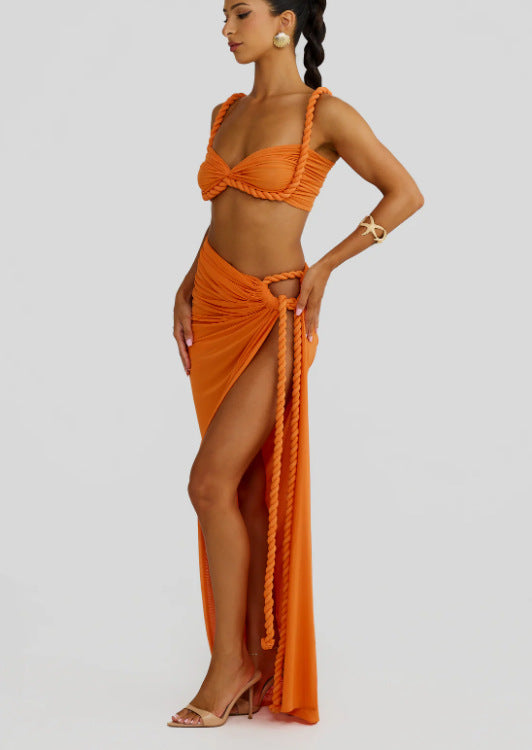 Damen Bikiniset mit Wickeltuch und Schnürdetails