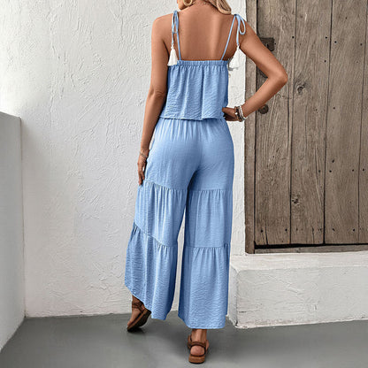 Damen Zweiteiler-Set Volant-Design Kordelzug Norvielle