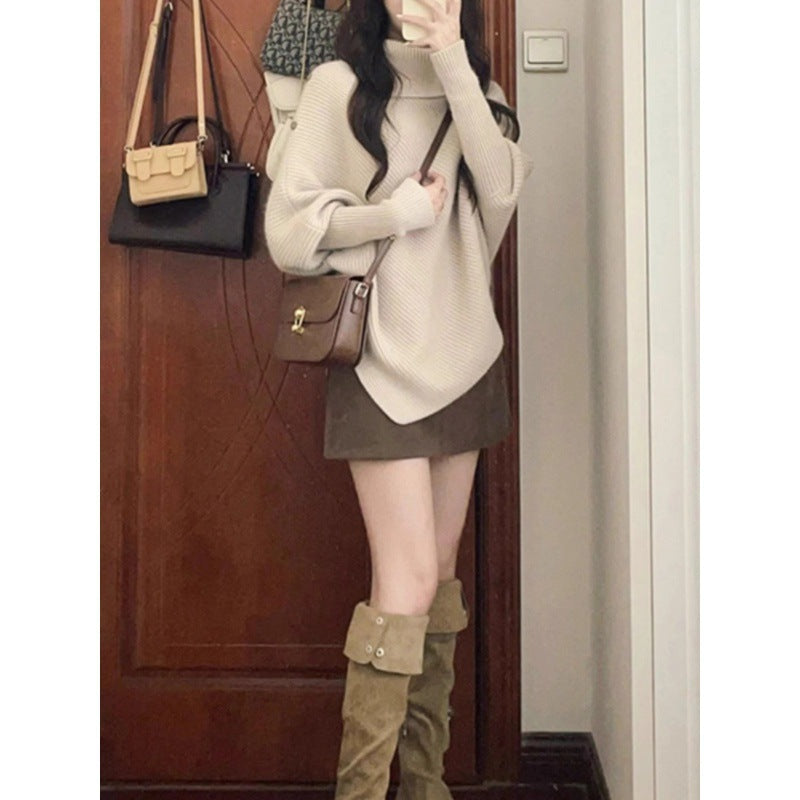 Damen Oversized Pullover Asymmetrischer Saum Norvielle