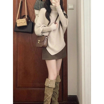 Damen Oversized Pullover Asymmetrischer Saum Norvielle