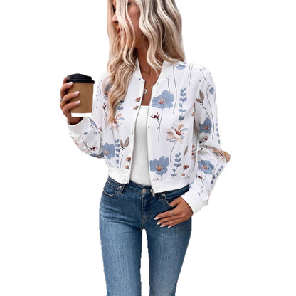 Damen Bomberjacke Floralmuster Elastisch