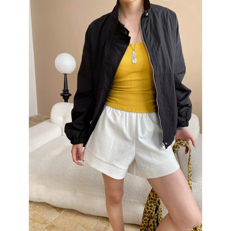 Damen Utility-Jacke Hohler Kragen Praktische Taschen Norvielle - Norvielle