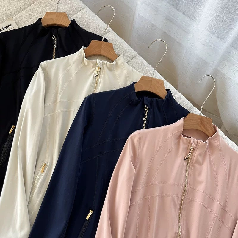 Damen Sportjacke Hochkragen Reißverschluss