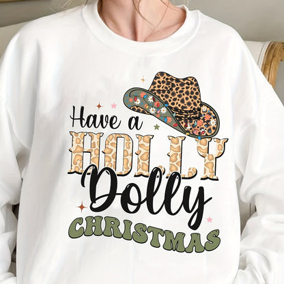 Damen Sweatshirt Weihnachten Motiv Baumwolle Rot