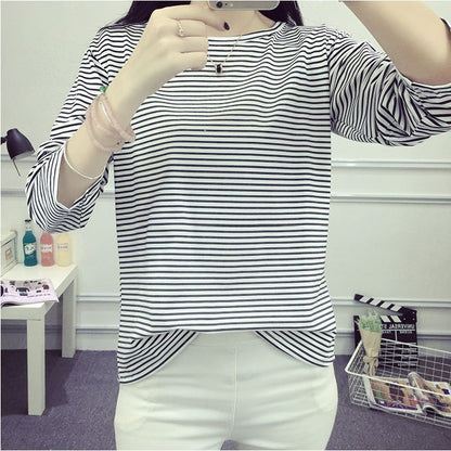 Damen Langarmshirt Streifen Weiches Jersey Lässig