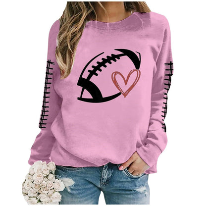 Damen Sweatshirt Fußball-Motiv Lässiger Schnitt Grau