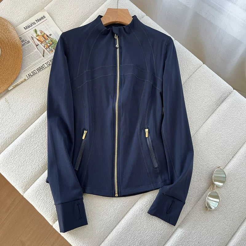 Damen Sportjacke Hochkragen Reißverschluss
