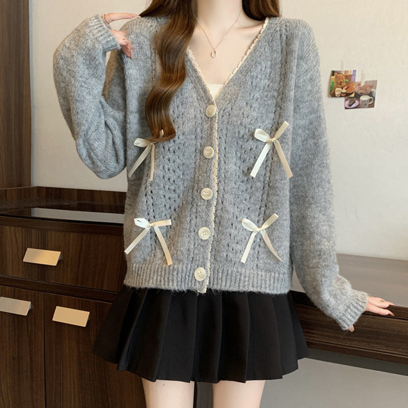 Damen Strickcardigan mit Schleifen Norvielle