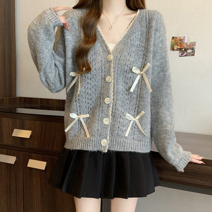 Damen Strickcardigan mit Schleifen Norvielle