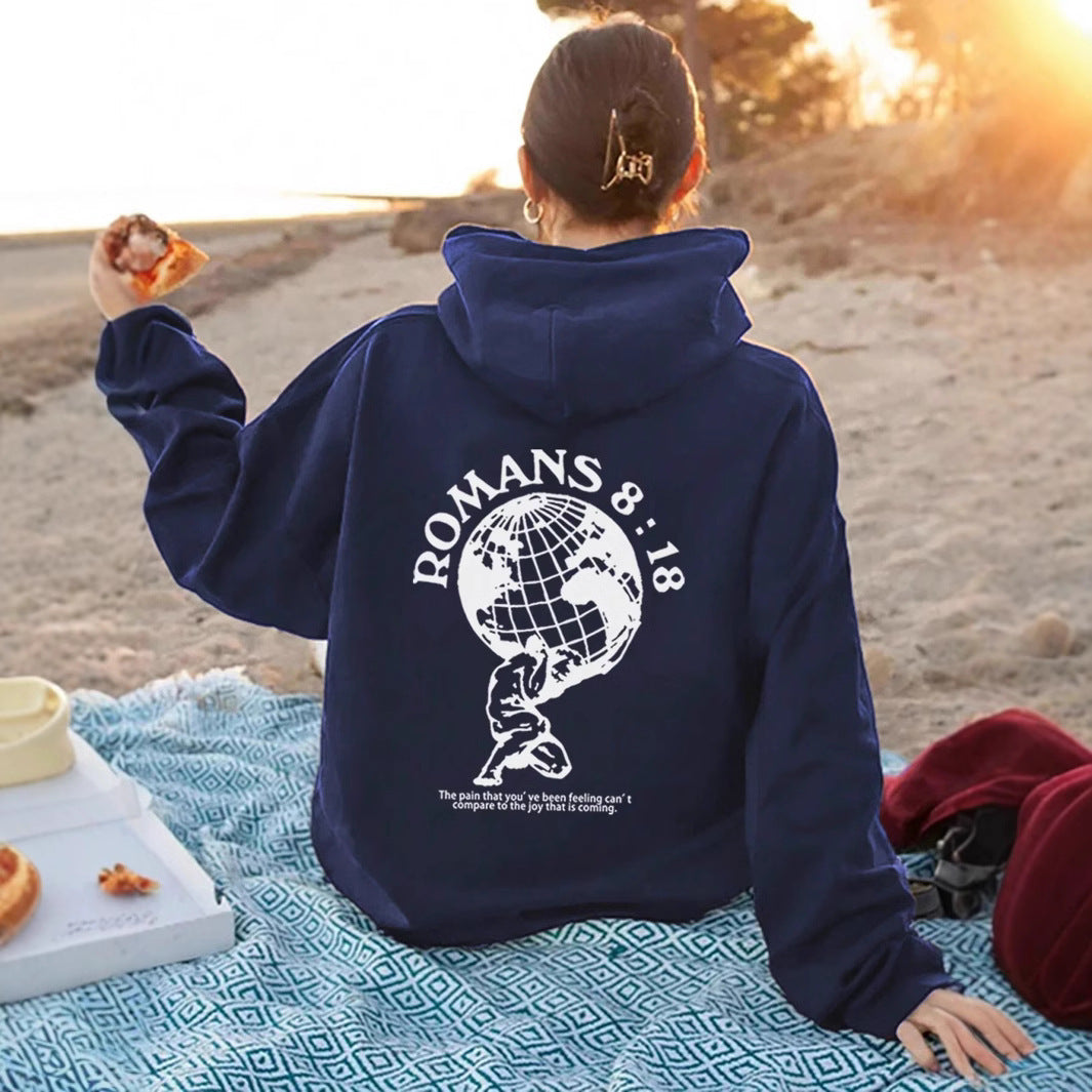 Damen Kapuzenpullover Weltmotiv Hochwertiger Druck Norvielle - Norvielle