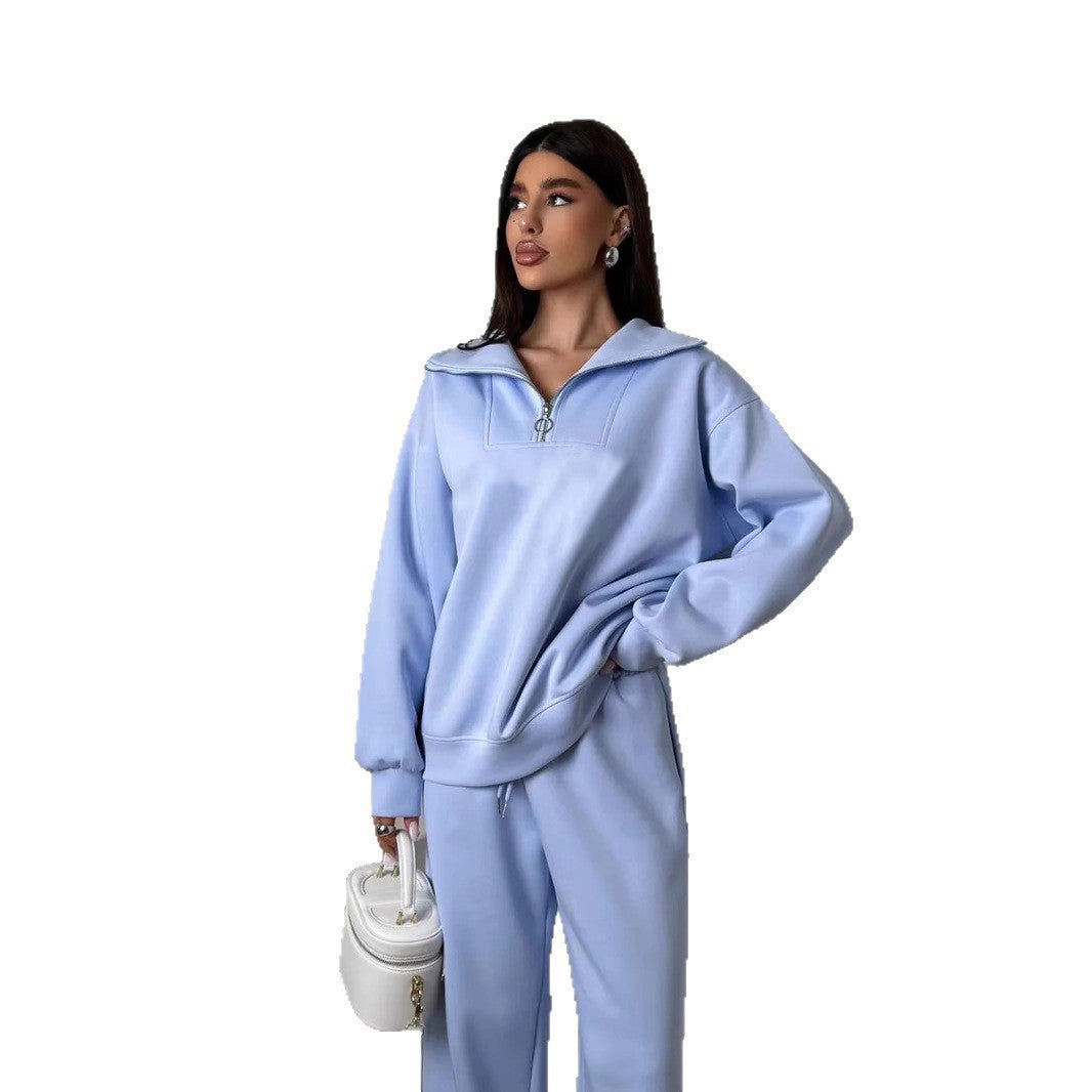 Damen Fleece-Sportanzug Hochgeschlossener Kragen Reißverschluss