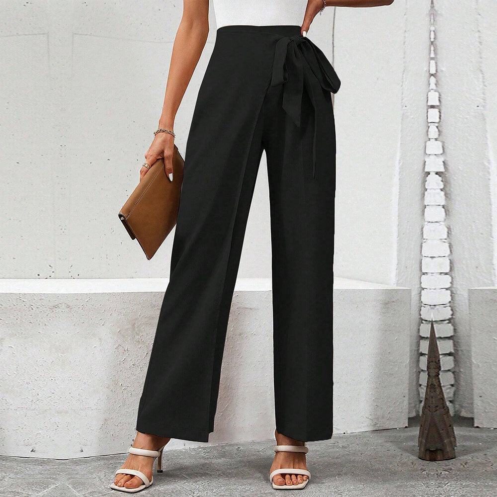 Damen Palazzo-Hose Norvielle Hochtaillierter Bund mit Bindegürtel - Norvielle