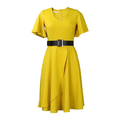 Damen Wickelkleid Weiter Rock Eleganter Taillengürtel Norvielle