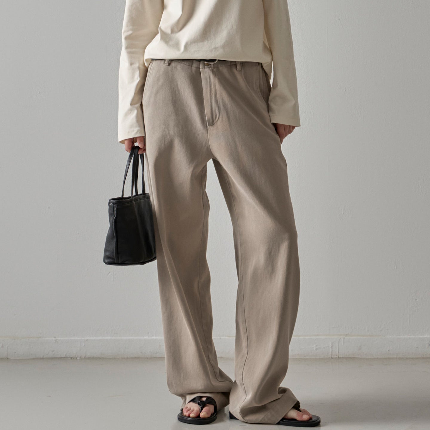 Damen Weite Denimhose Hochbund