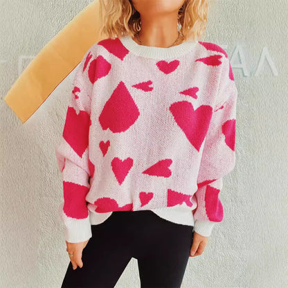 Damen Pullover Herzmuster Weitschnitt Norvielle