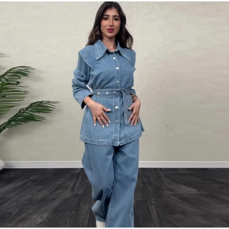 Damen Denimjacke mit Taillengürtel