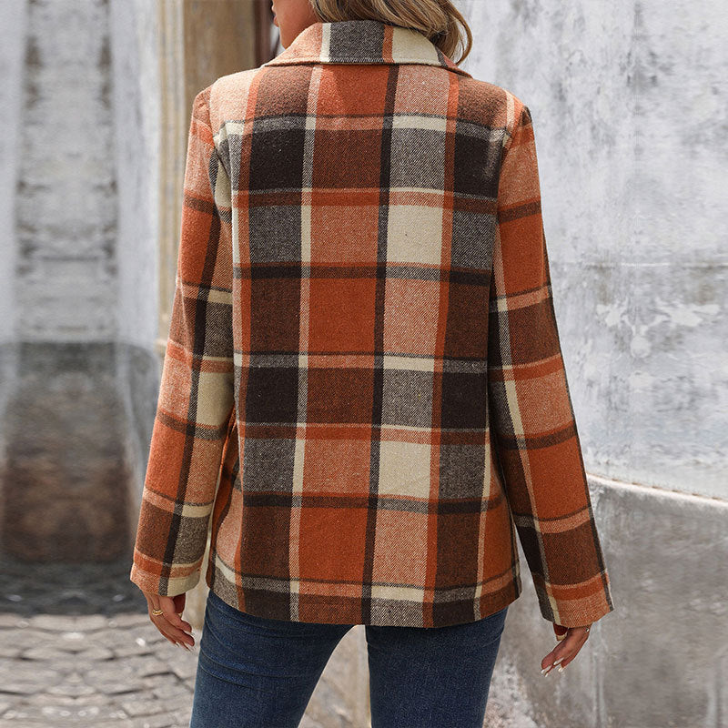 Damen Kariertes Blazer-Jackett Norvielle Hochwertiger Stoff