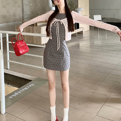 Damen Etuikleid Polka Dot Muster Figurbetont