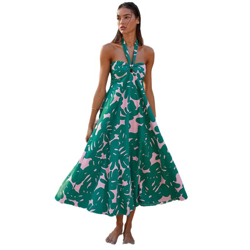 Damen Maxikleid Trägerlos Rundum-Stretch Floraler Druck