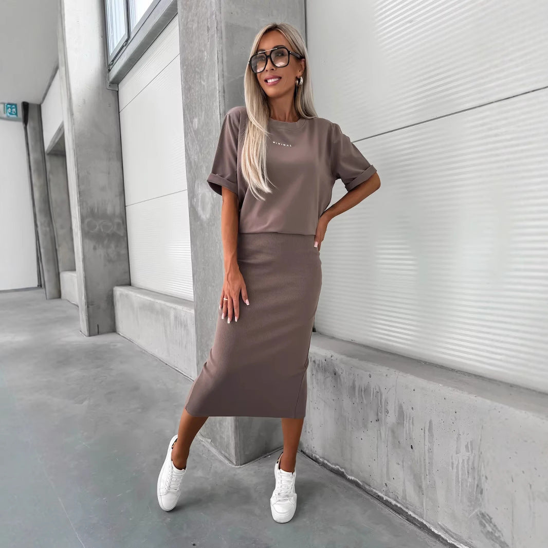 Damen Skirt T-Shirt Set Bequem Norvielle