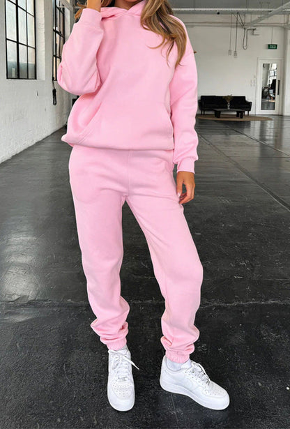 Damen Sportliches Loungewear-Set mit Kapuze und elastischem Bund