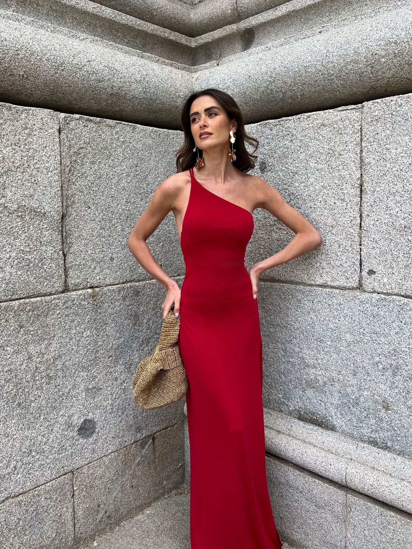 Damen Abendkleid Asymmetrisch Elegant Schlitz