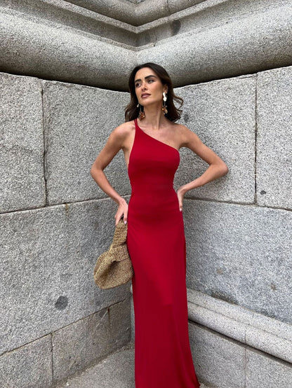Damen Abendkleid Asymmetrisch Elegant Schlitz