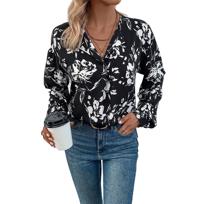Damen Bluse Floralmuster Puffärmel Norvielle