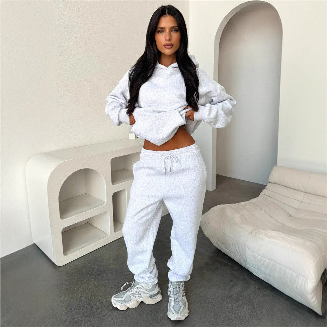 Damen Sportliches Loungewear-Set mit Kapuze und elastischem Bund