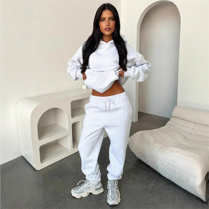 Damen Sportliches Loungewear-Set mit Kapuze und elastischem Bund